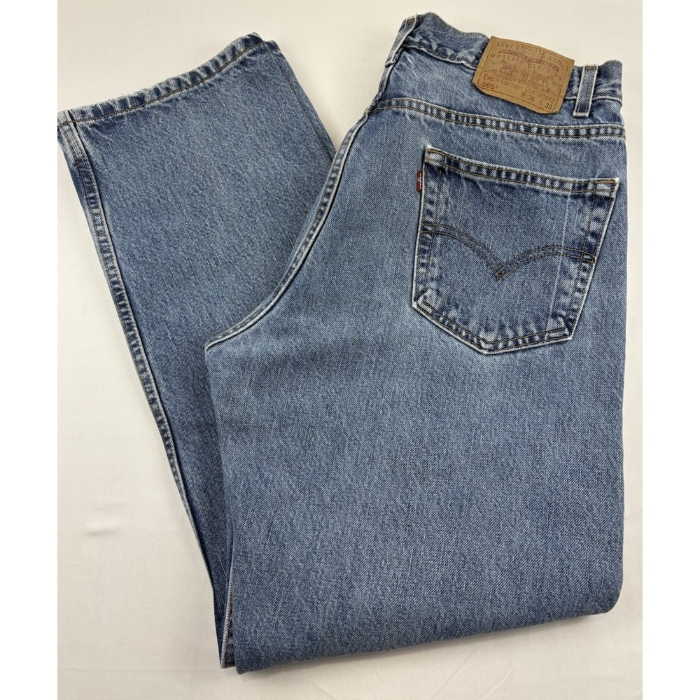 Vintage Levis Jeans Blue 505 Denim Regular Fit Straight Leg Y2K 2001 Men's 35x30